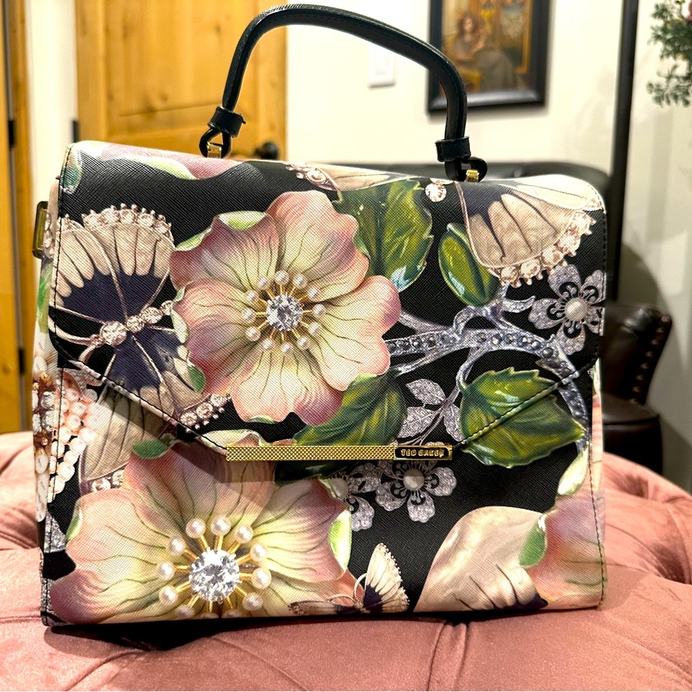 Ted Baker floral tote with strap. Good condition.